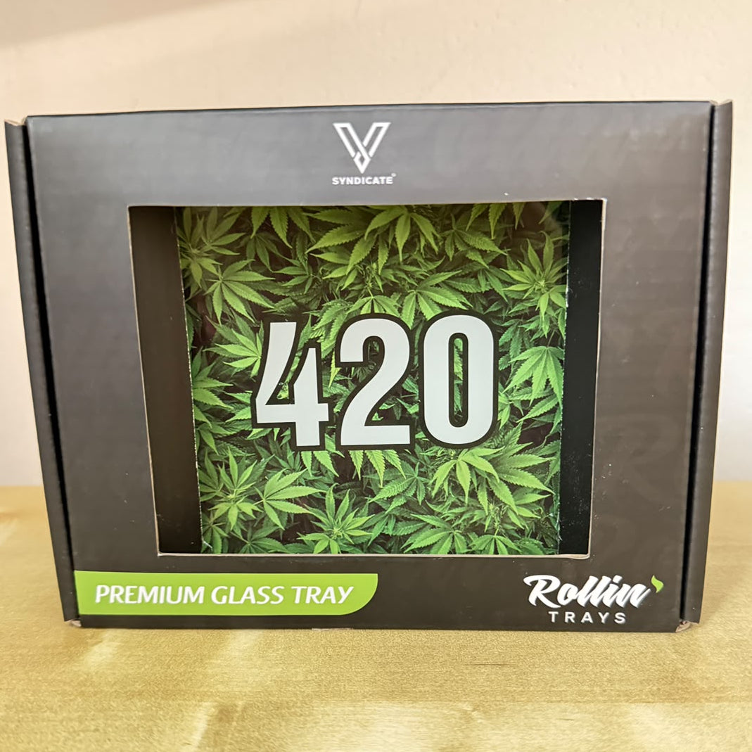 V-Syndicate Glas Rolling Tray – Handliches Design für 420-Liebhaber